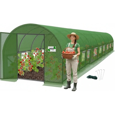 GARDEN LINE Záhradný fóliovník 10-segmentový, záhradný polytunel 10 × 5 × 2 m s krídlovými dverami TUN5108