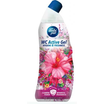 Ambi Pur WC Active Gel Почистващ препарат за тоалетна с розов хибискус и роза, 750 мл