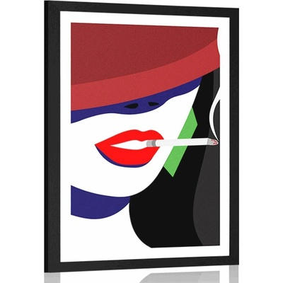 Plagát s paspartou žena v klobúku v pop art štýle