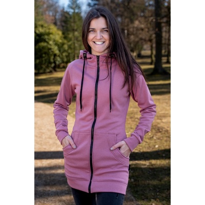 Jsem máma dámská dlouhá mikina na zip s kapucí růžová – Zboží Dáma