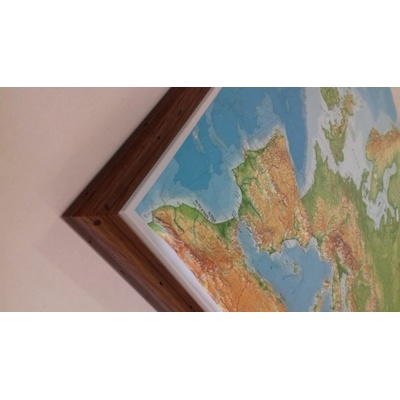 Georelief Benelux - plastická mapa 80 x 60 cm Varianta: mapa v dřevěném rámu, Provedení: Pinos tmavý natur