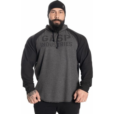 Gasp LONG SLEEVE THERMAL HOODIE GRAPHITE MELANGE mikina grafitově šedá