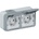 Legrand Контакт шуко ДВОЕН открит монтаж 16A IP55 цвят Сив Plexo - 069702 (069702)