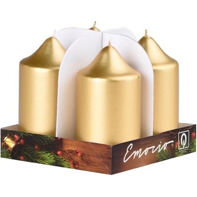 Emocio adventní válec 4ks 4 x 75 mm Metal zlaté