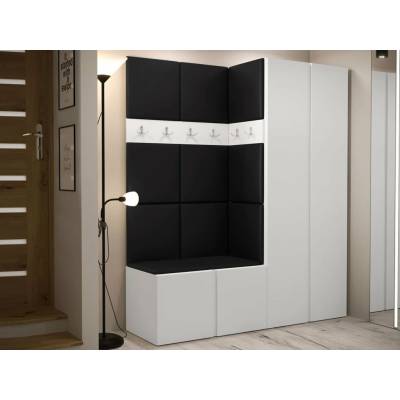 ORION III s botníkem a čalouněnými panely Bílá Soft 11 ekokůže černá Mirjan ORION III Artisan bílý Soft 11 černá