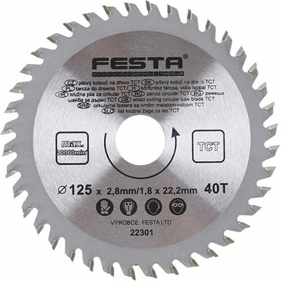 FESTA kotúč pílový na drevo TCT 125mm /22,2/40z SK plátky