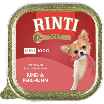 RINTI 6x100г Gold Mini RINTI консервирана храна-куче, говеждо месо и токачка