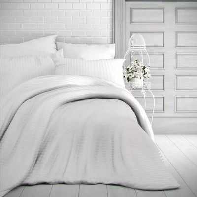 Kvalitex satén obliečky Luxury Collection bílé s prúžkom 140x200 70x90