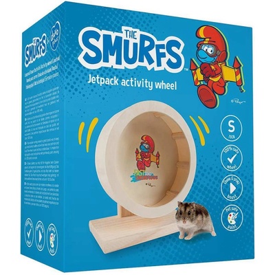 Duvo Plus Smurfs - Дървено колело за хамстери и други гризачи, 20 см