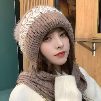 HARAHU Шапка с шал - Кафява kp21355 (21355)