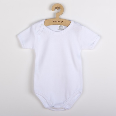 NEW BABY Luxusné bavlnené body krátky rukáv New Baby biele