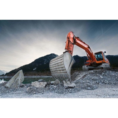 Dimex MS-5-2707 Vliesová fototapeta Oranžové rypadlo rozměry 375 x 250 cm