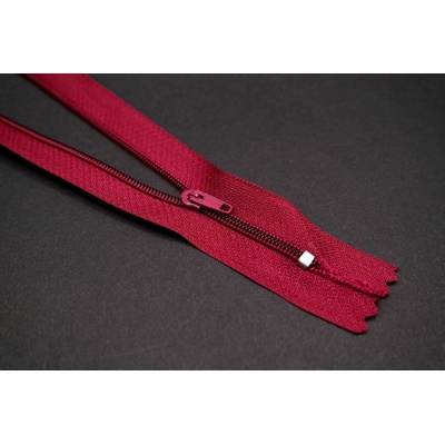 Nedeliteľný jemný plastový špirálový zips (veľkosť číslo 3) rôzne farby - dĺžka 12 cm - 60 cm 40 cm Čerešňová