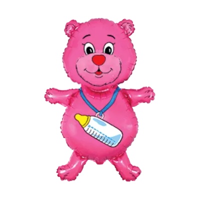 BP Фолиев балон - Мече с бутилка (розов)