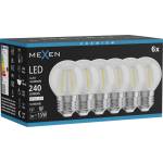 Mexen Vintis 6x LED филамент крушка E27, G45, 2W, Неутрална - 4000K, 240 lm, прозрачна - (L156-E27-0240-00x06)