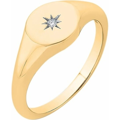 Eppi zlatý pečetní prsten s hvězdou a diamantem Keylo R40274
