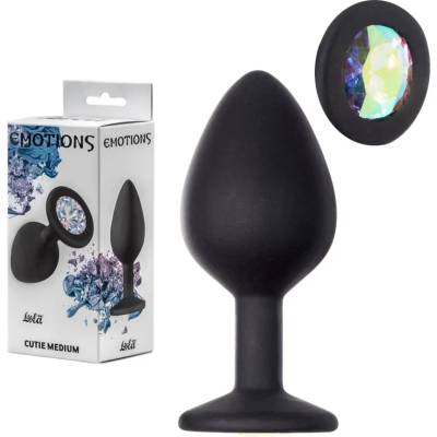 Силиконов плъг с вграден кристал, 8см. - Anal Plug Cutie Medium Black (4012-08LOLA)