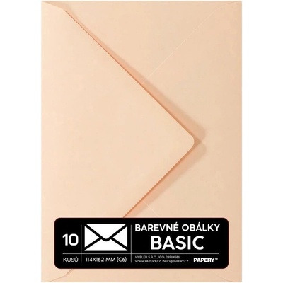 Obálky BASIC 10 KS (C6) 114x162 mm pastelová lososová