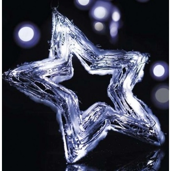 Emos Hvězda proutěná vykrojená 20 LED studená bílá 30cm kabel na baterie 40 x 40 x 4 cm