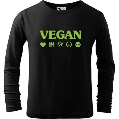 Dobrý triko Dětské bavlněné triko Vegan symboly Černá