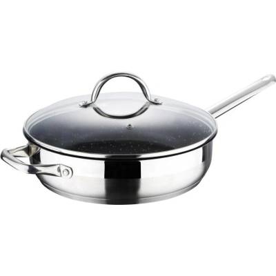 Bergner Pánev s mramorovým povrchem a poklicí GOURMET 24 cm nerez
