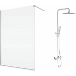 SanSwiss Комплект душ кабина SanSwiss Easy Walk-In хром 120x200 см и душ колона Omnires Y хром (STR4P1205007+Y1244DCR)