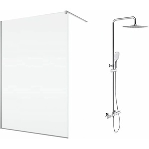 SanSwiss Комплект душ кабина SanSwiss Easy Walk-In хром 120x200 см и душ колона Omnires Y хром (STR4P1205007+Y1244DCR)
