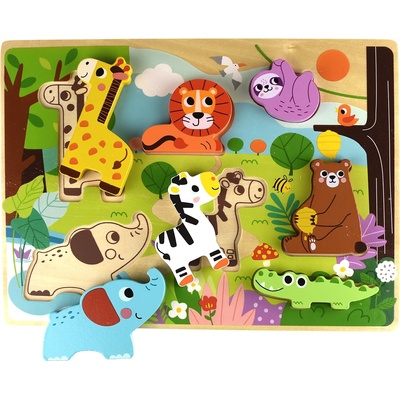 Tooky Toy Дървен 3D пъзел Tooky toy - Диви животни (TH633)