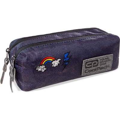 COOLPACK Правоъгълен ученически несесер Cool Pack Edge - Sparkling Badges, Jeans, с 2 ципа (B69086)
