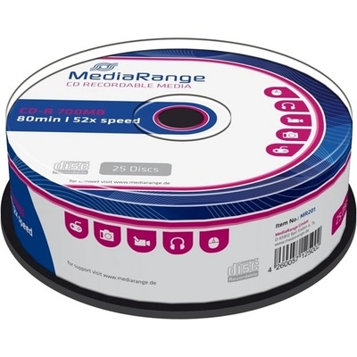 MediaRange Оптичен носител CD-R, 700MB, MediaRnge, 52x, 25бр (MR201)