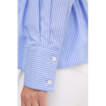 rag & bone Памучна риза Rag & Bone дамска в синьо с кройка по тялото с класическа яка RA0B25FSMPO (RA0B25FSMPO)