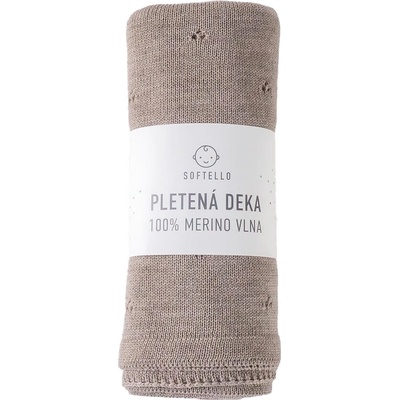 SOFTELLO Pletená merino deka SAPO sivohnedá