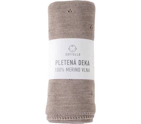 SOFTELLO Pletená merino deka SAPO sivohnedá