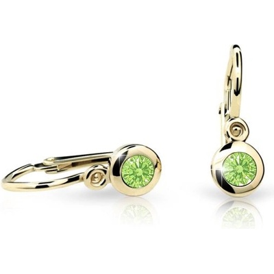 Danfil dětské náušnice C1537 ze žlutého zlata s kamínkem Peridot Green zapínání brizura