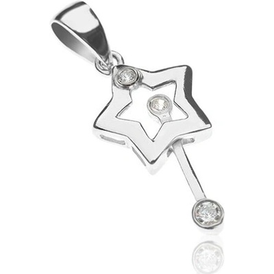 Šperky eshop Stříbrný přívěsek 925 hvězda s pohyblivou magickou tyčinkou se zirkony Y24.19