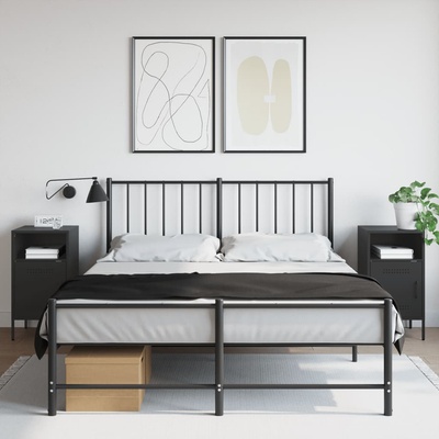 vidaXL Нощни шкафчета, 2 бр, черно, 36x39x68 см, стомана (843067)