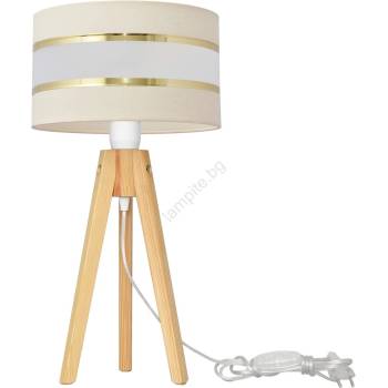 Image 1 of Helam Настолна лампа HELEN 1xE27/15W/230V кремав/златист/бор (HE1509)