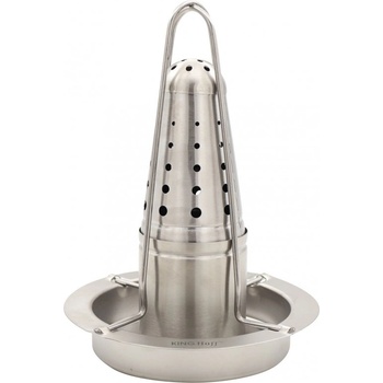 Kinghoff Стойка за печене на пиле Kinghoff KH 1880, Тавичка за мазнина и подправки, 23х18 см, Инокс (KH 1880)