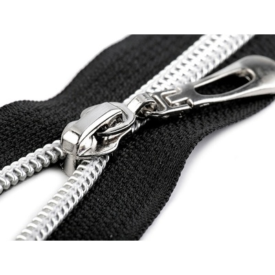 Spirálový zip se stříbrnými zoubky šíře 7 mm délka 55 cm - 322 černá