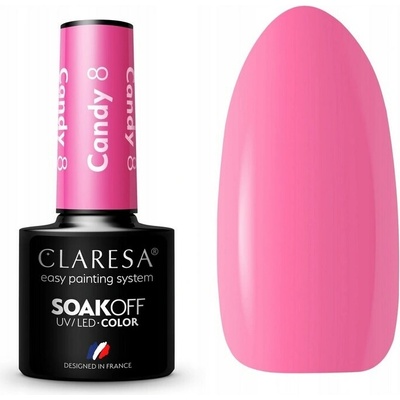 Claresa Hybridní lak na nehty UV/LED 5g - Candy 8 Růžová Pink