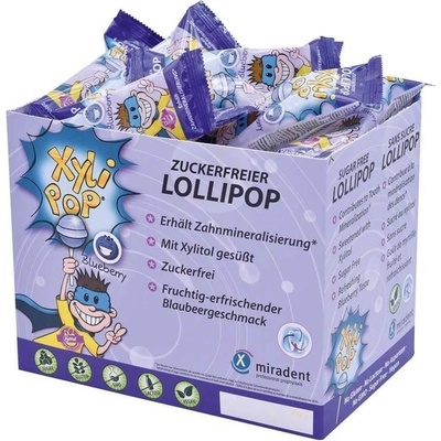 Miradent Miradent Xylipop lízanka s xylitolom čučoriedka Blueberry, 50 x 6 g