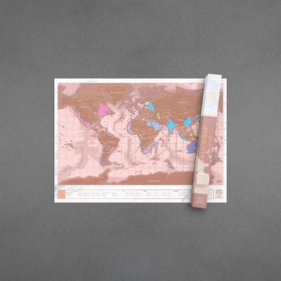 Nástěnná stírací mapa světa Rose Gold Edition Luckies