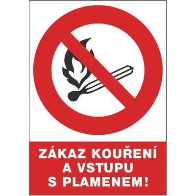 CERVA 12119 T. / Bezpečnostní tabulka "ZÁKAZ KOUŘENÍ A VSTUPU S PLAMENEM!" - 30x21 cm