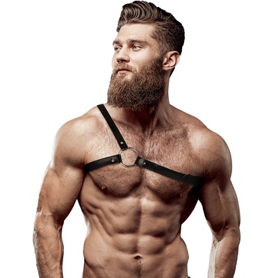Fetish submissive attitude мъжки колан за гърди от еко кожа с кръстосани презрамки