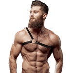 Fetish submissive attitude мъжки колан за гърди от еко кожа с кръстосани презрамки