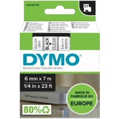DYMO páska D1 6 mm x 7 m, čierna na priehľadnej 43610