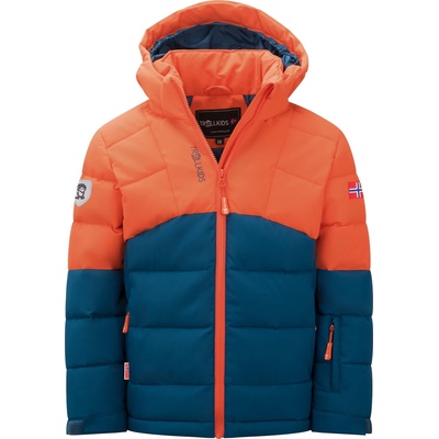 TROLLKIDS Детско зимно яке Trollkids Kid's Gryllefjord Jacket Winter jacket - Deep Orange / Madeira Blue / Deep Orange - размер 128 (EU) (703-2828-1116)