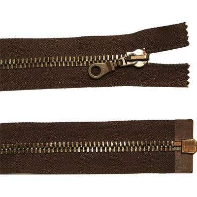 Kovový zip no.8 rozepínací 90cm tmavě hnědý (staromosazné zoubky) silný zip