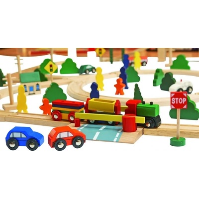 Woodyland Макси детско дървено влакче с релси (90902)