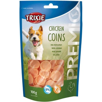 TRIXIE Premio Chicken Coins - Лакомство за кучета с пилешко месо под формата на монетки, 100 гр
